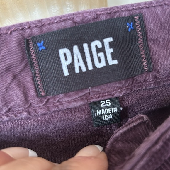 Paige Corduroy High Rise Lou Lou Pants Boot Cut Flare Burgundy Fall Tall Long - Picture 7 of 16